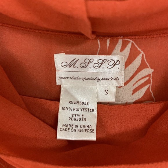 Max Studio Tropical Boho Orange Palm Tank Top Blouse Womens Sm Cami Spring Shirt - Picture 5 of 6